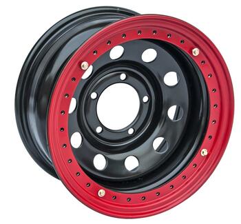 Диск усиленный УАЗ стальной черный 5x139,7 10xR15 d110 ET-44 с бедлоком (красный)