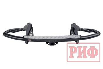 Бампер задний силовой/защита штатного бампера РИФ Toyota Land Cruiser Prado 120 c квадратом под фаркоп