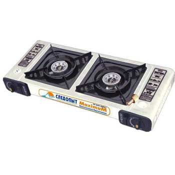 Плита газовая портативная СЛЕДОПЫТ- MaximuM, двойная, с переходником (уценка)