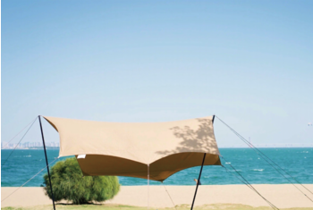 Тент кемпинговый 520х450, ткань, алюминиевые стойки, цвет песочный