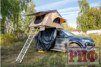 Палатка на крышу автомобиля РИФ Soft RT01-140, тент песочный, корпус черный, 240х140х130 см