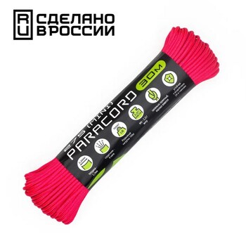 Паракорд 275 (мини) CORD nylon 30м световозвращающий (neon pink)
