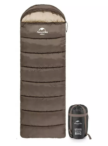 Мешок спальный Naturehike U150, 220х75 см, (ТК: +11C), правый, коричневый