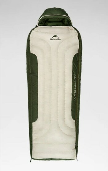 Мешок спальный Naturehike XR1500, 226х85 см, (правый) (ТК: -25C), бежево-зелёный