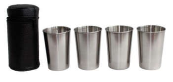 Набор стопок (4 шт.), в чехле, объём: 70 мл, нерж. сталь, «Дружба»