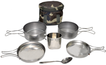 Набор посуды для офицера (2 котелка с боковыми ручками, кружка, ложка) в чехле