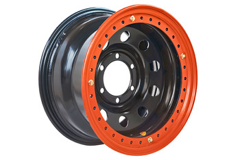 Диск усиленный стальной черный 6x139,7 8xR16 d110 ET-19 с бедлоком (оранжевый)