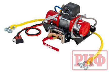 Лебёдка переносная РИФ 9.5XS c облегчённой площадкой и проводами в сборе, короткий барабан, стальной трос