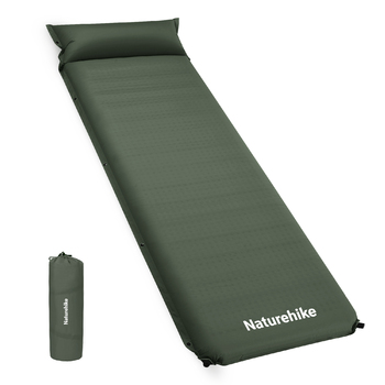 Коврик самонадувающийся Naturehike D04, 200х63х10 см, с подушками, зеленый