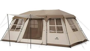 Палатка Naturehike Village 17, 4-местная, автоматическая, алюминиевый каркас, коричневая
